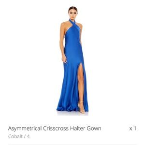 Royal blue asymmetrical crisscross maxi dress